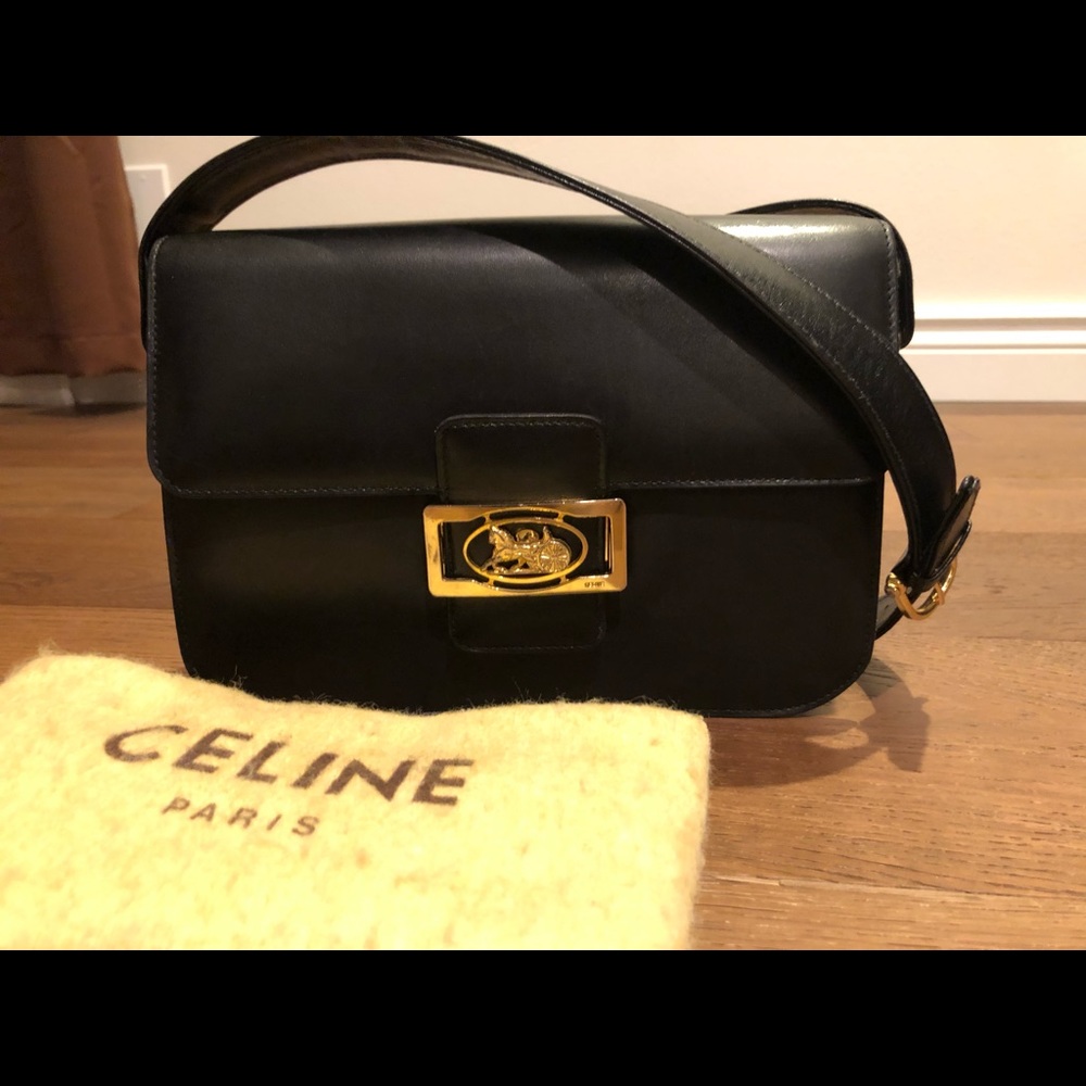 Celine vintage carriage box bag black